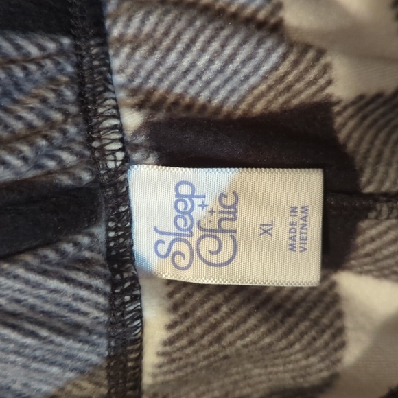 Sleep Chic Pajama fleece sleep pants Buffalo Check Plaid Black White Women's XL - Picture 3 of 8